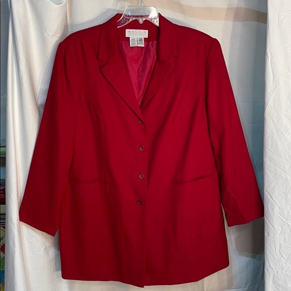 Maggie 18w red 💯wool longer style jacket euc